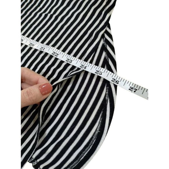 Vanity Lace Back Top, Black/White Stripes, High to Low Style, M - Picture 9 of 10